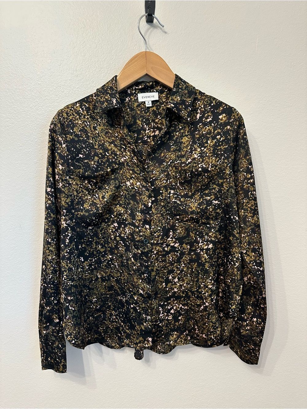 Evereve Black, Olive & Cream Abstract Print Button-Up